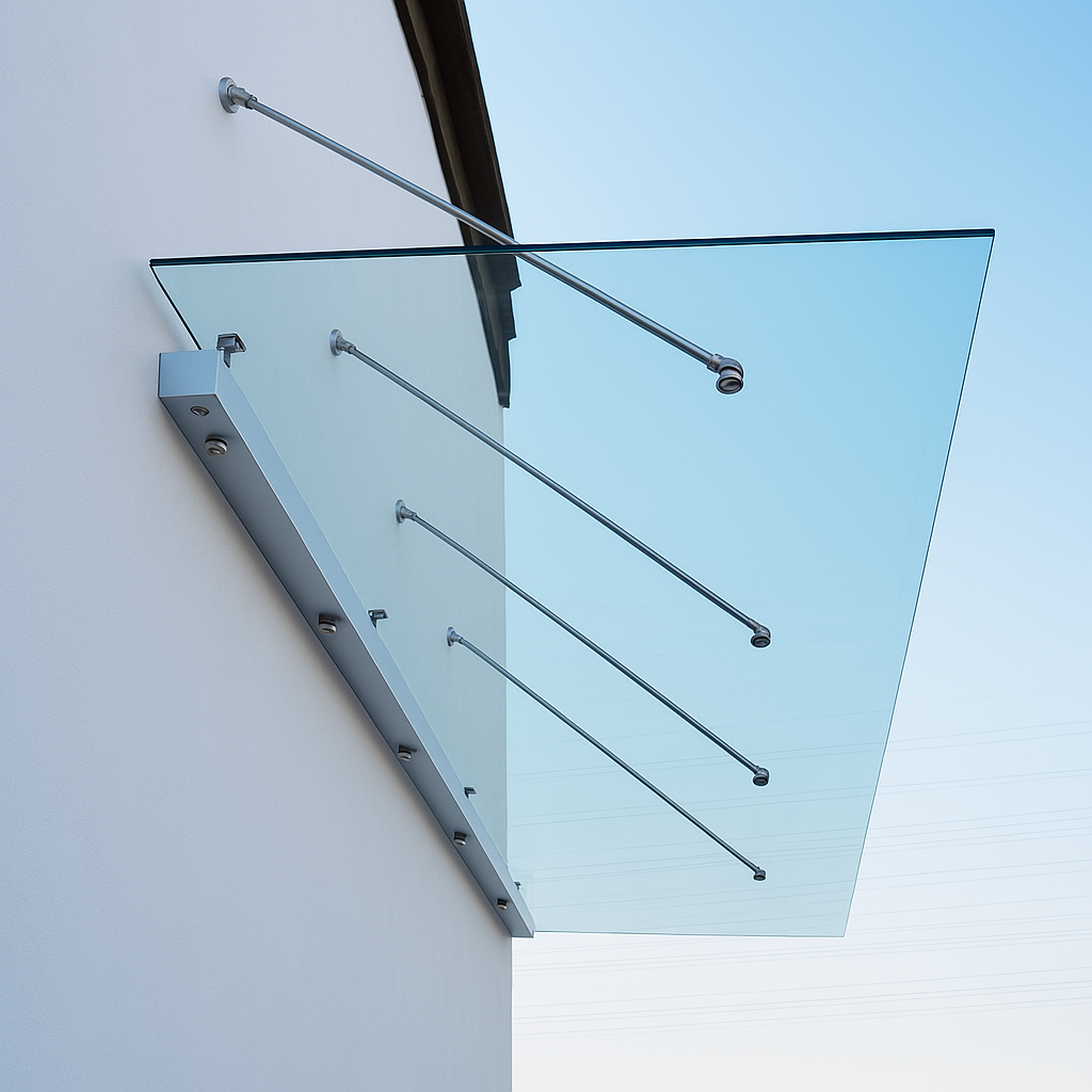 Glasvordach | VSG-Glas V2A Edelstahl
