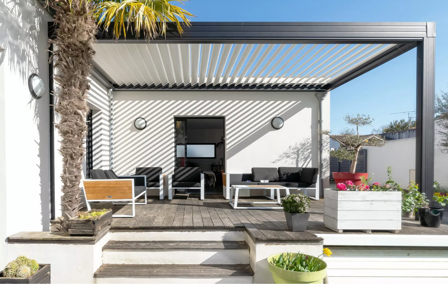 Lamellendach | Gartenpavillon | Aluminium | Elektrisch | Funk