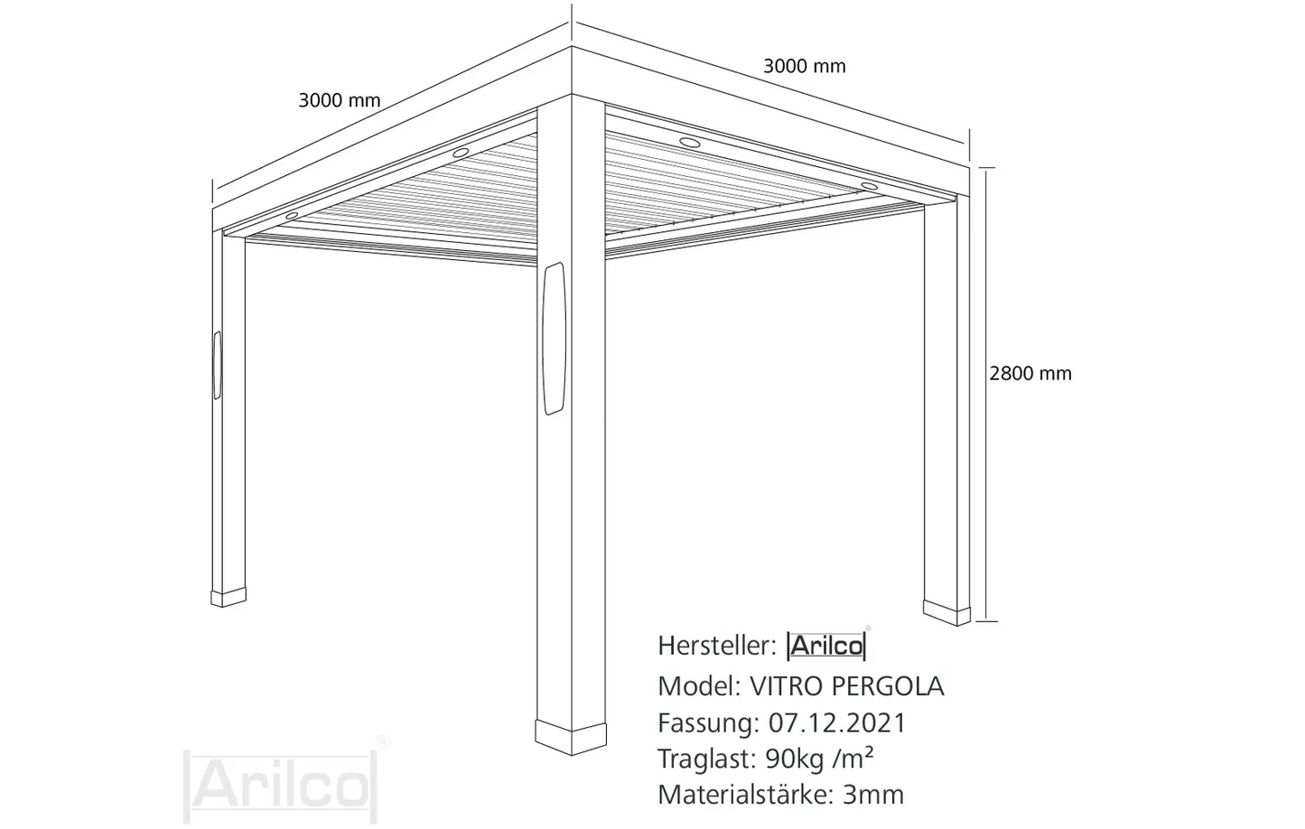 Lamellendach | Gartenpavillon | Aluminium | Elektrisch | Funk