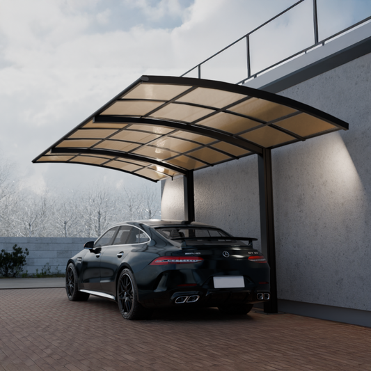 Freistehendes Carport mit Stahlfuss-Fundament LUNAR 540cm x260 cm freistehendes Einzelcarport Bogendach